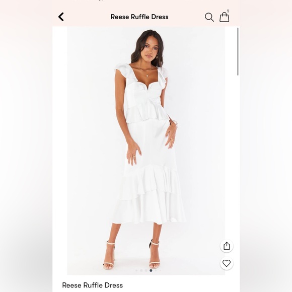 Show Me Your MuMu Reese Ruffle Dress: Ivory Luxe Satin Size Small - Picture 1 of 3